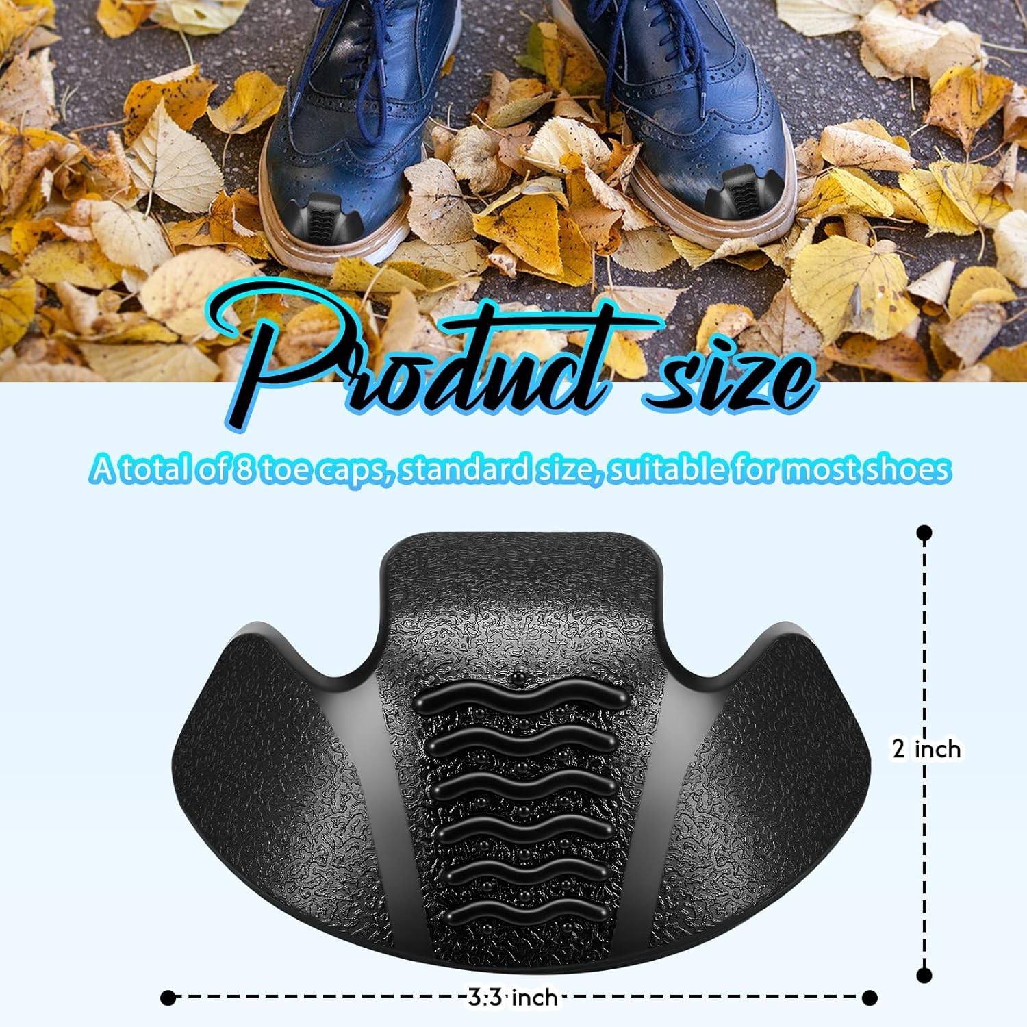 Geyoga 8 Pcs Toe Guards for Boots Protectors Work Foot Rubber Shoes Black