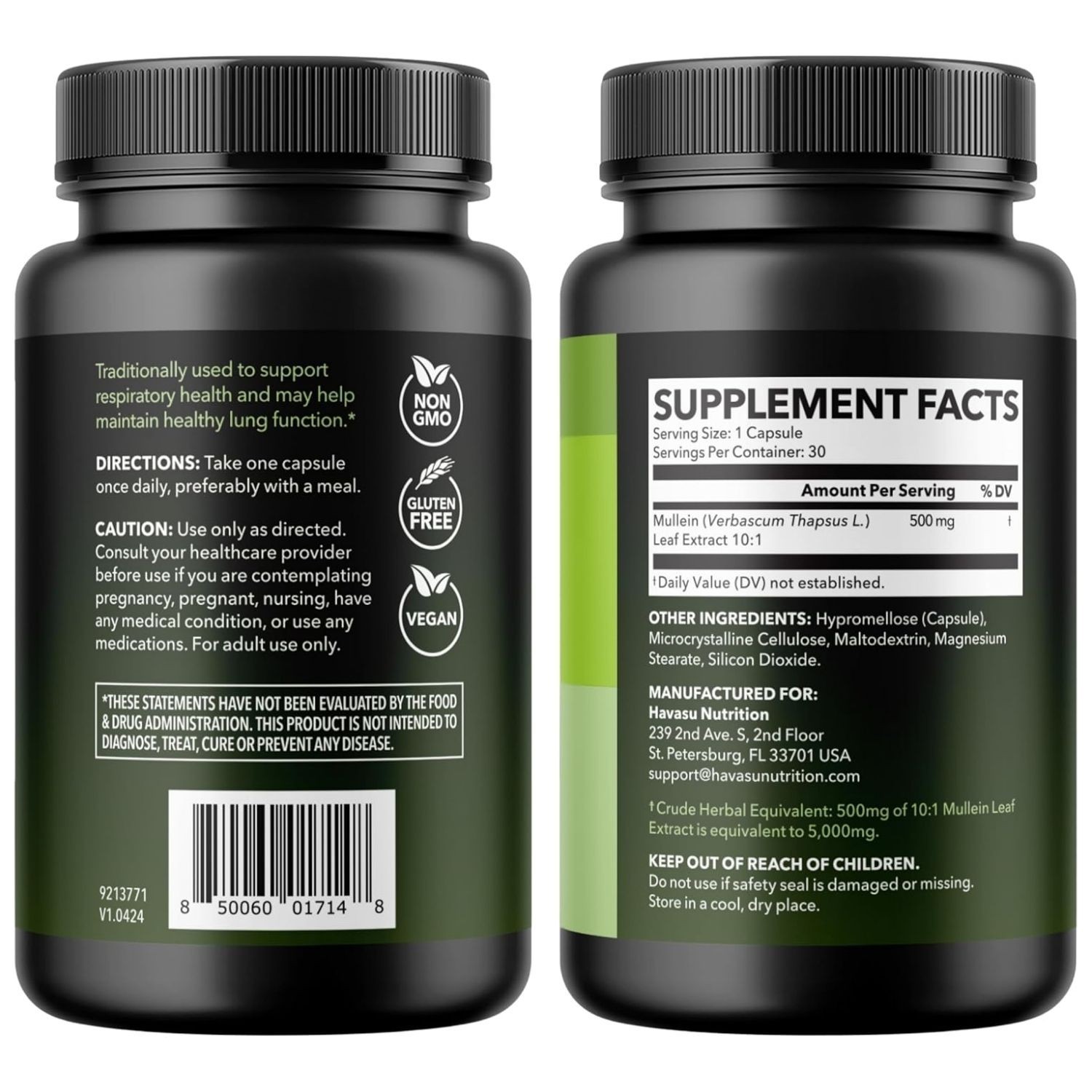Extracto 10:1 de Hoja de Gordolobo 5000mg Verbascum Thapsus 30 Cápsulas