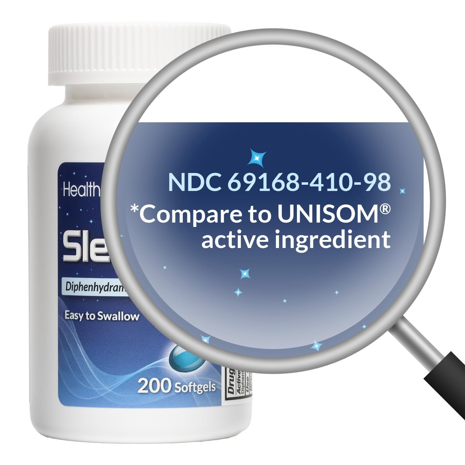 HealthA2Z® Sleep Aid | Diphenhydramine 50mg | 200 200 Count (Pack of 1), Blue