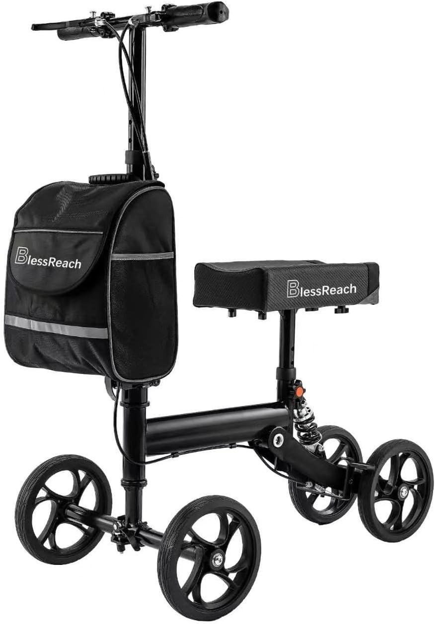BlessReach Steerable Knee Scooter for Adults – Deluxe Knee Walker with Shock Abs