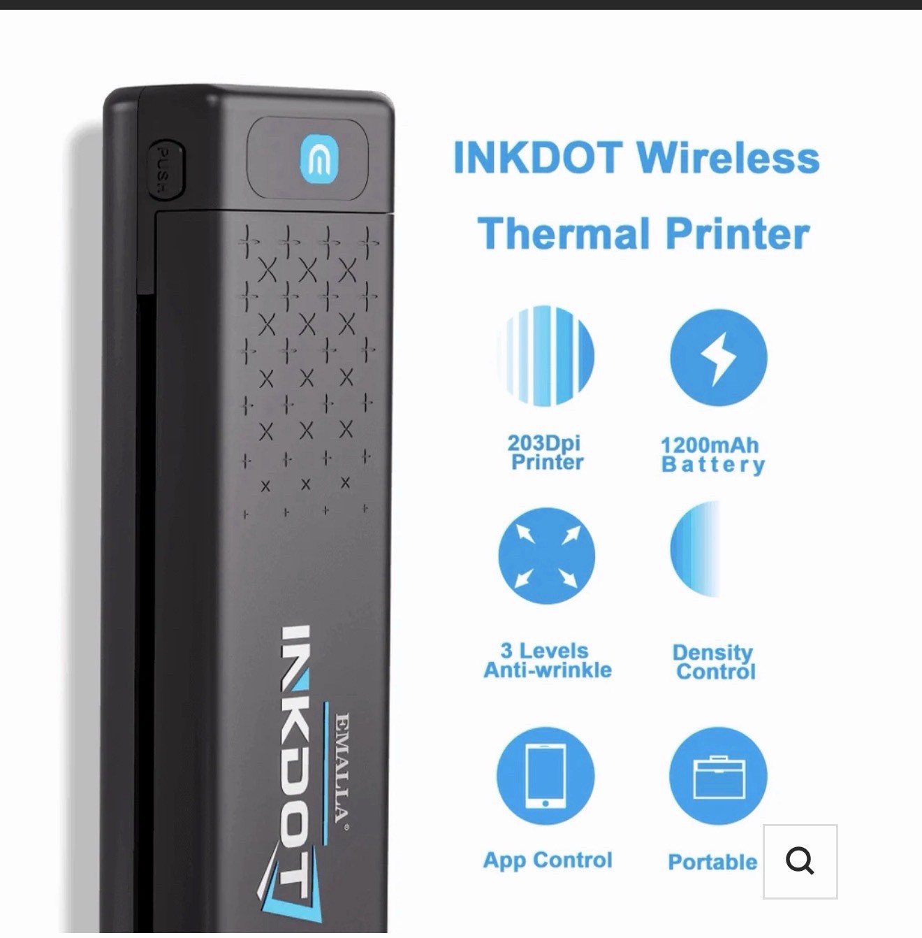 EMALLA INKDOT Wireless Portable Thermal Transfer Machine w/ Case Black/Blue