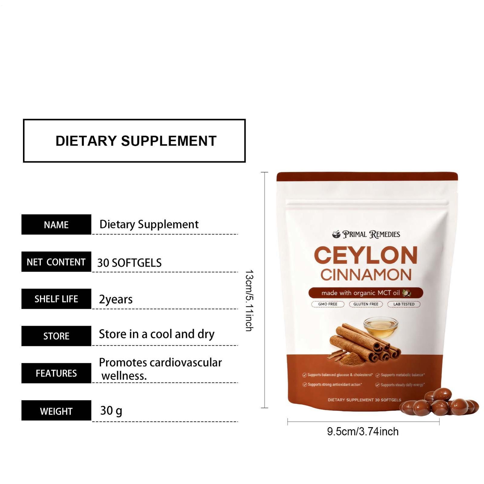 (2 PACK) Ceylon Cinnamon Softgels, Ceylon Cinnamon Soft Gels 7200Mg Equivalent