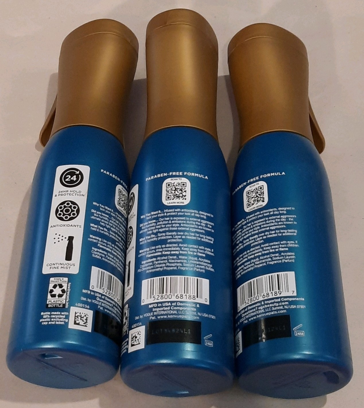 3 Count OGX Antioxidants Strong Hold Flexible Hold Hairspray 6.5 fl oz