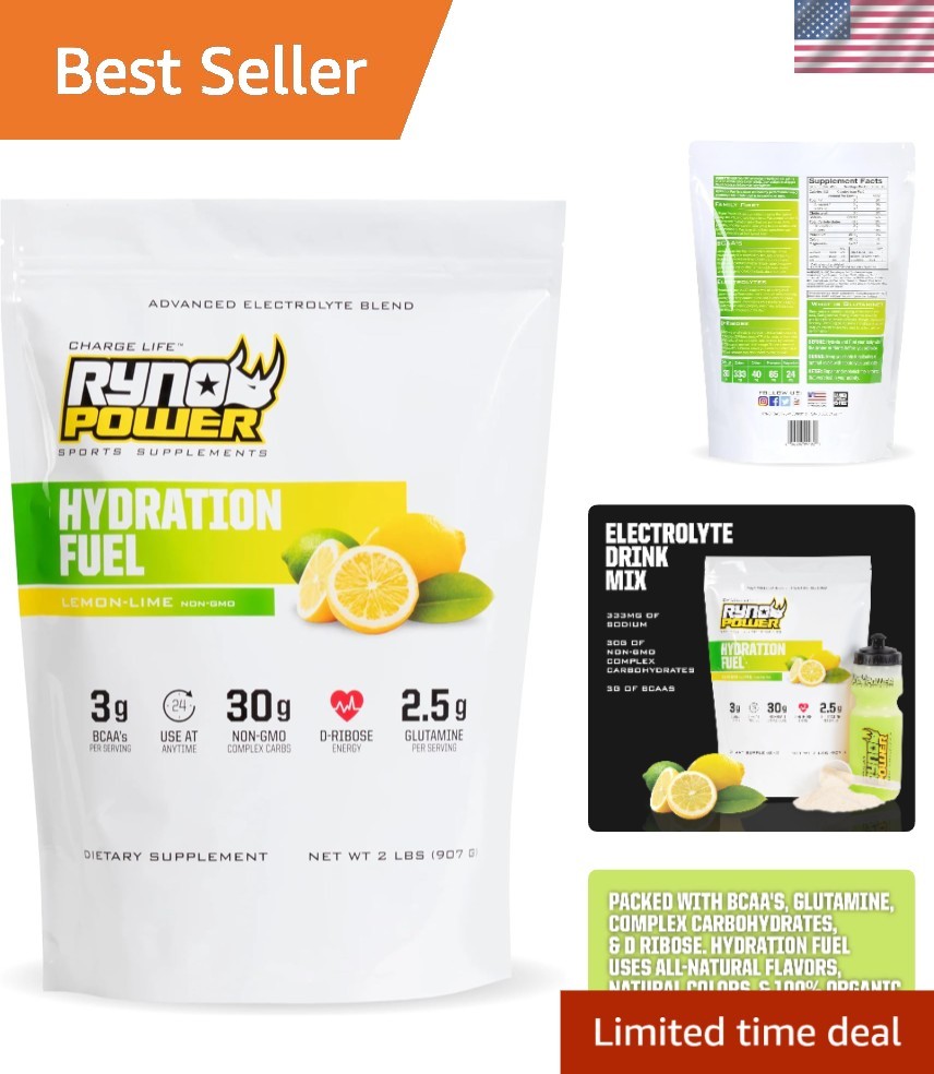 Hydration Fuel Electrolyte Drink Mix 2lb – Lemon Lime – BCAA & Enhanced Energy