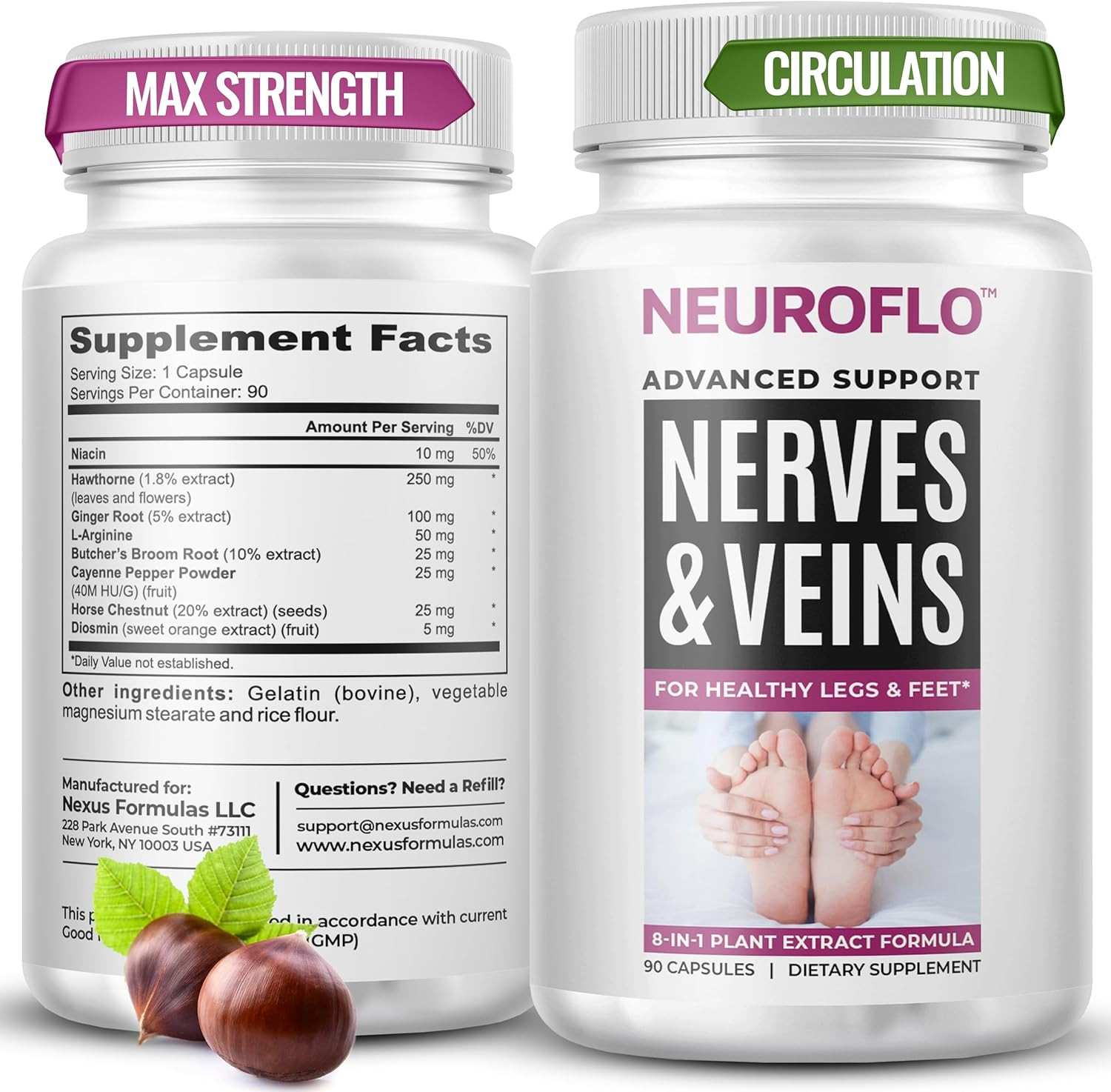 Leg Circulation Supplement – Supports Nerves, Veins with 1470Mg, 8 in 1 Capsule