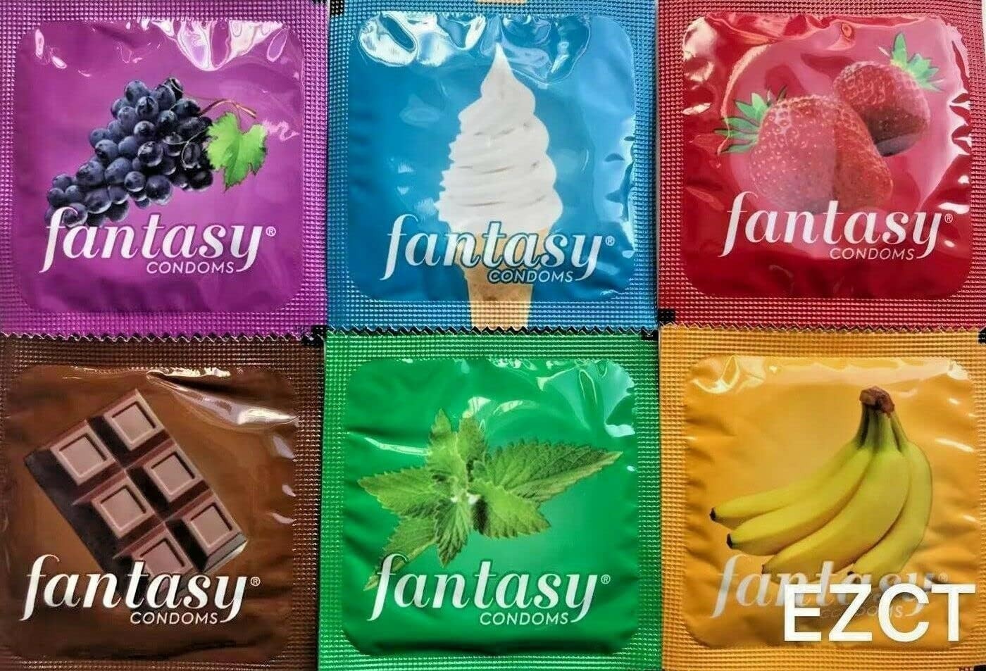 Fantasy Flavored Condoms 48 Pack Vanilla Strawberry Mint Grape Chocolate Banana