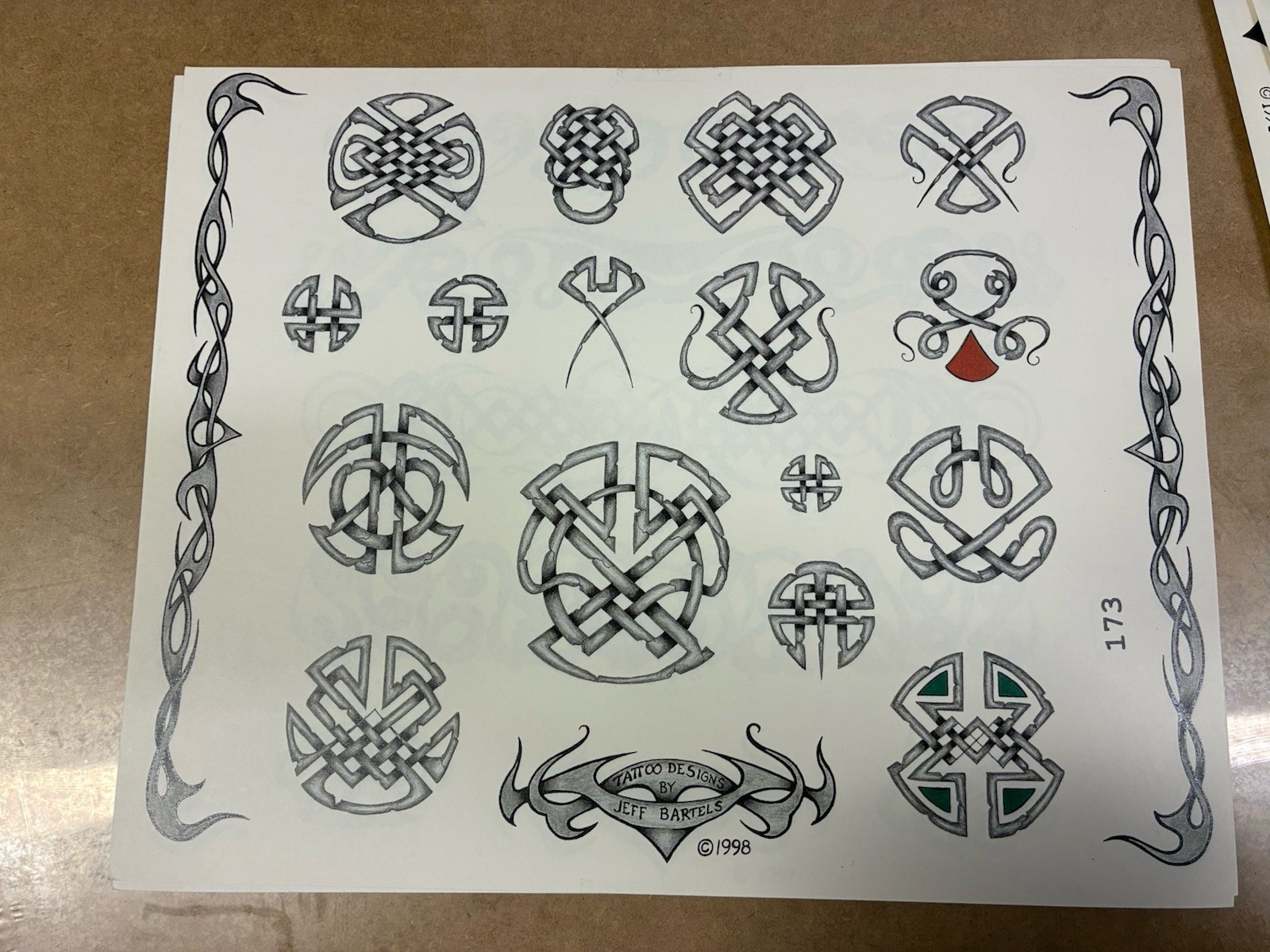 Tattoo Flash Single Sheet Print by Jeff Bartels Traditional Style 11” X 14” 173