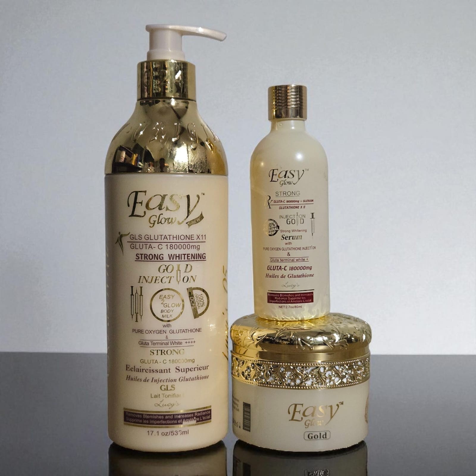 Authentic Easy Glow Gold Glutathione Body Lotion, Serum 80mls, Face Cream