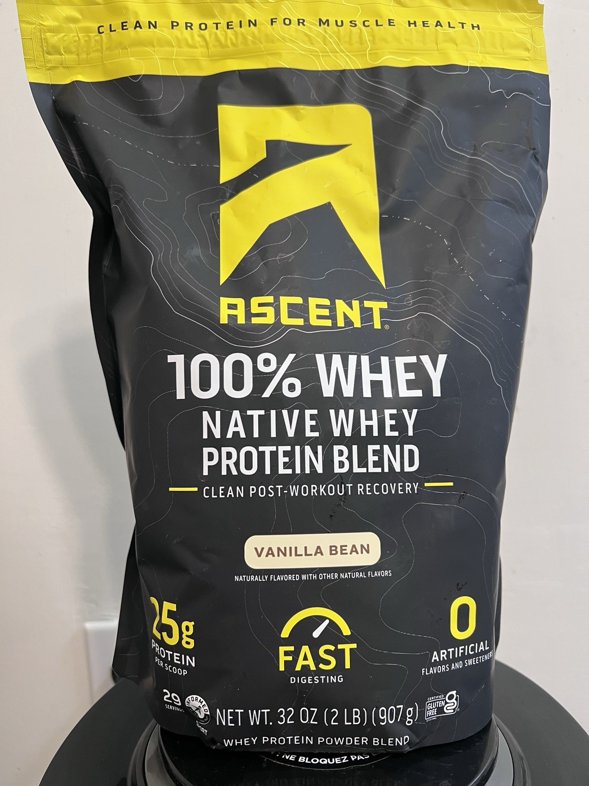 Ascent 100% Whey Native Whey Protein Powder Vanilla Bean 32 oz 2 lb EXP 5/27
