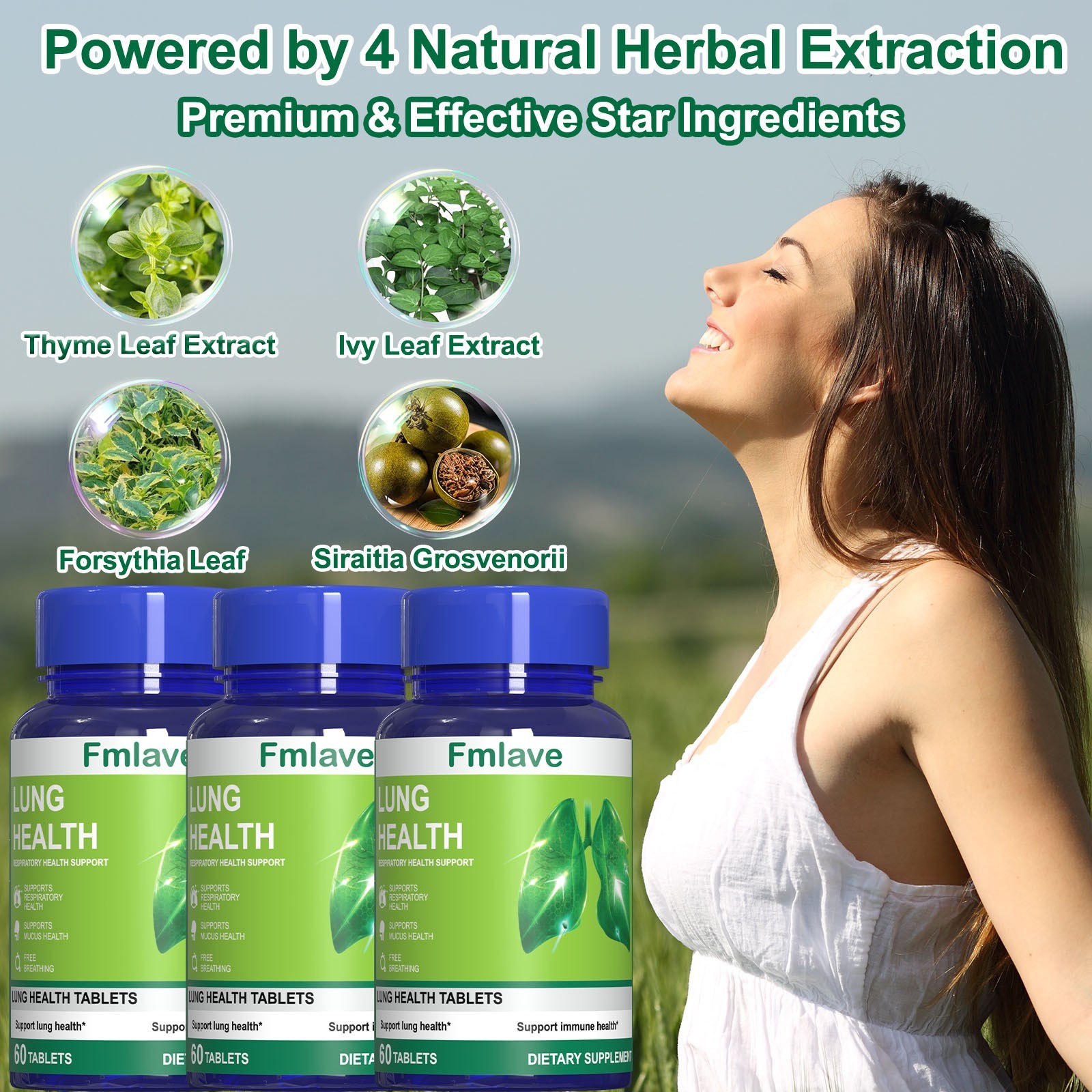 3pc Lung Cleansing & Detox Herbal Dietary Supplement Respiratory Health 180 Caps