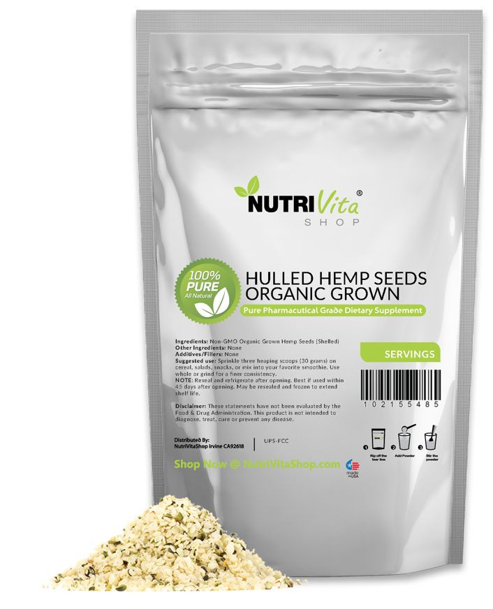 1 LB (16oz) 100% HEMP HEARTS RAW SHELLED SEEDS VEGAN GLUTEN-FREE nonGMO HULLED