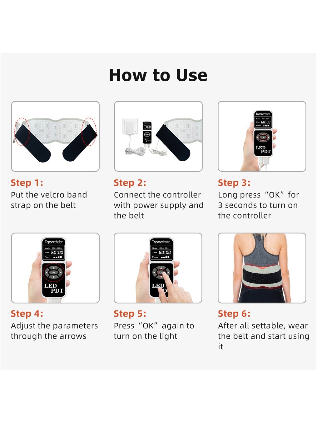 Toponechoice Red Light Therapy Device for Back Shoulder Waist Muscle Pain Relief