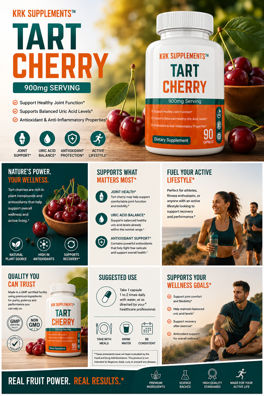 Tart Cherry Extract 900mg for Gout Joint Pain Arthritis Supplements Anthocyanins