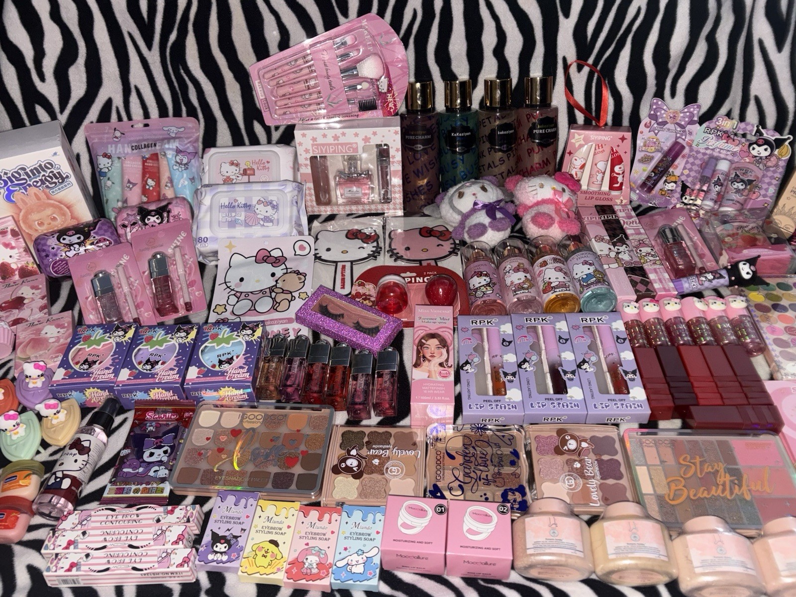 Hello Kitty Makeup Lot Full & Sample Sizes Hydrating RPK Lip Stain Stay Beautif…