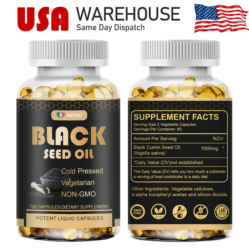 1000mg Black Seed Oil Capsules Cold Pressed – Immune Support 120Capsules Non GMO