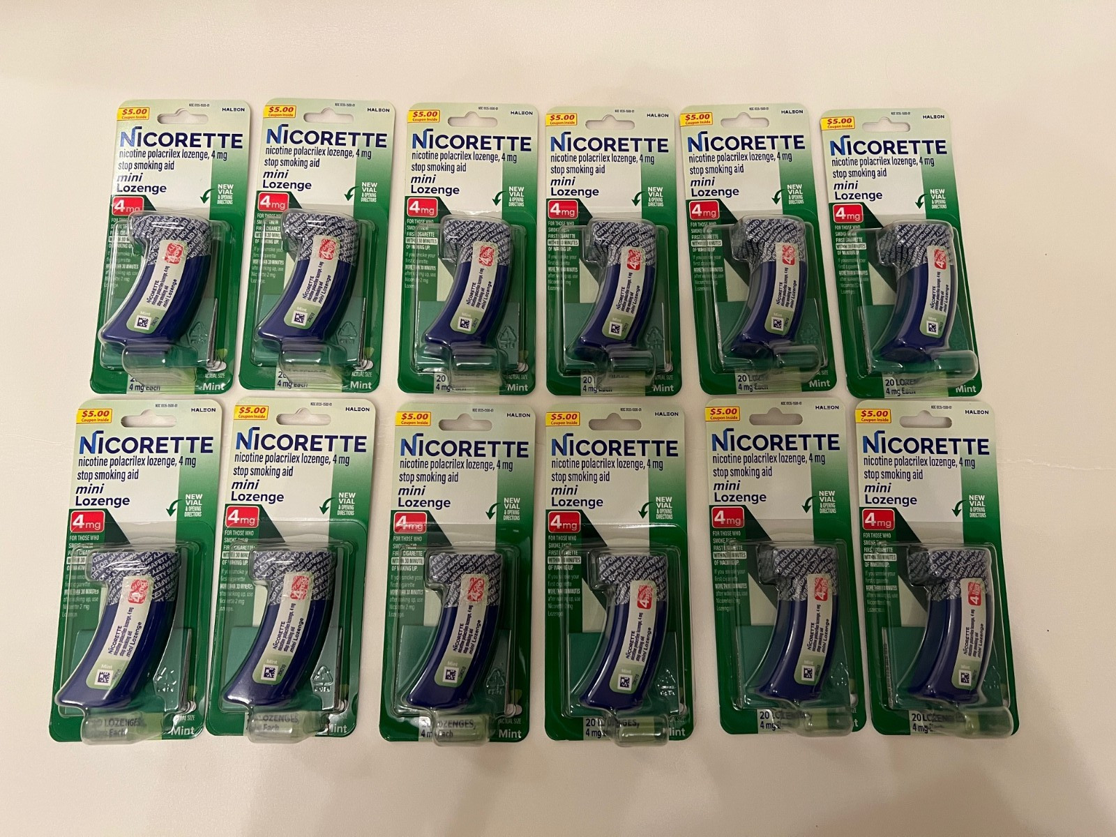 Lot of 12 – Nicorette 4mg Mini Mint Lozenges 20ct Stop Smoking Aid [EXP 09/2026]