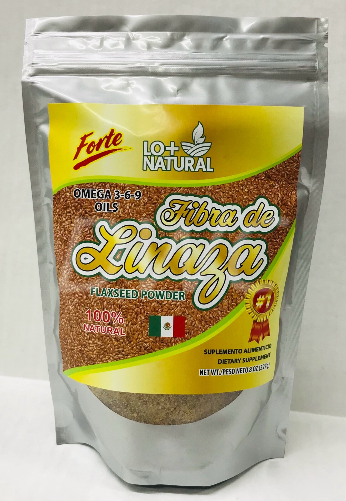LO+ NATURAL Dietary Supplement Fibra de Linaza Forte Flaxseed Powder 8 oz