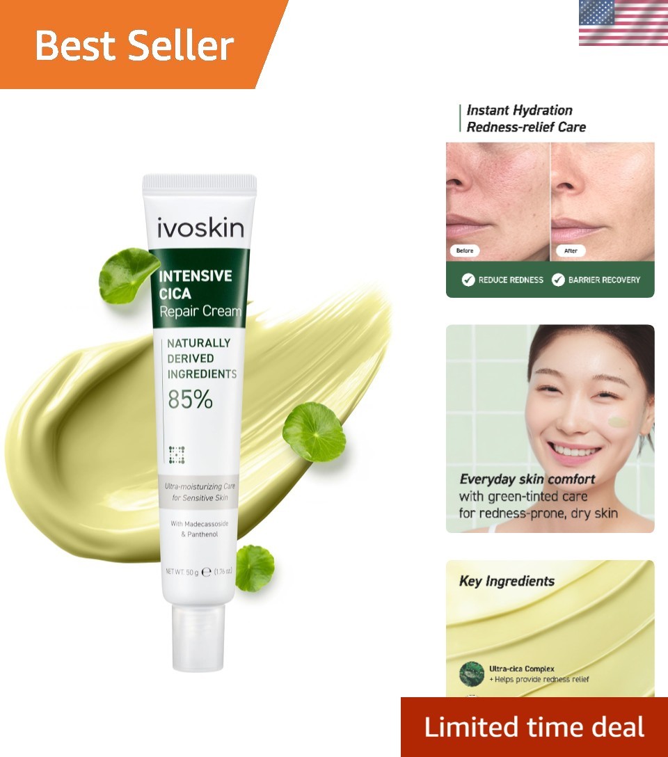 Cica Redness Relief Cream – Soothing Green Moisturizer for Sensitive Skin 1.76oz