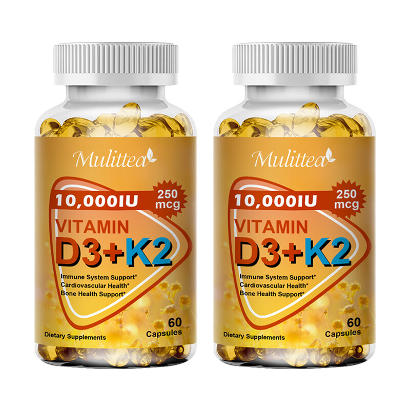 Vitamin D3 K2 Softgels Capsules Vitamin D3 10000 IU + K2 MK7,Bone Immune Support