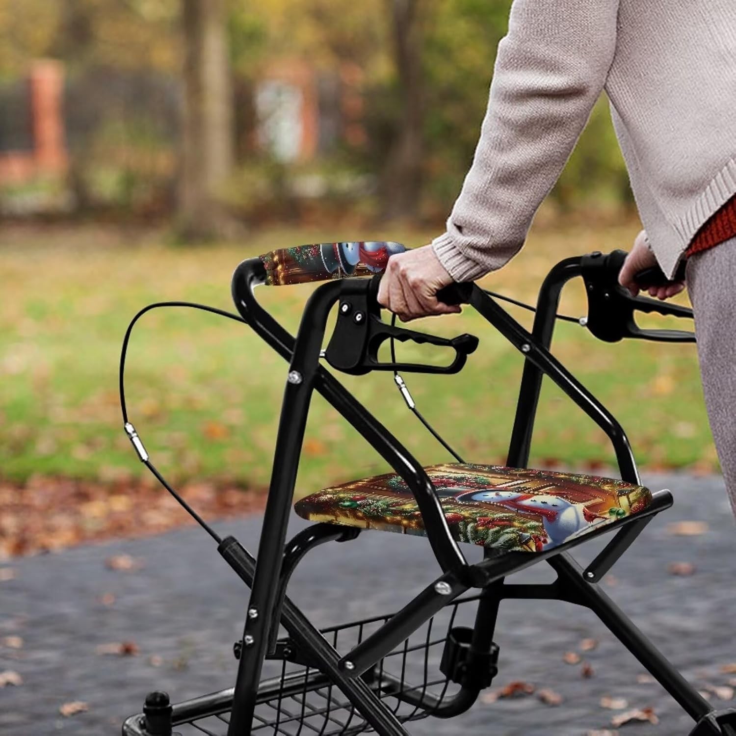 Gomyblomy Christmas Walker Accessories for Seniors Soft Rollator Walker Seat and