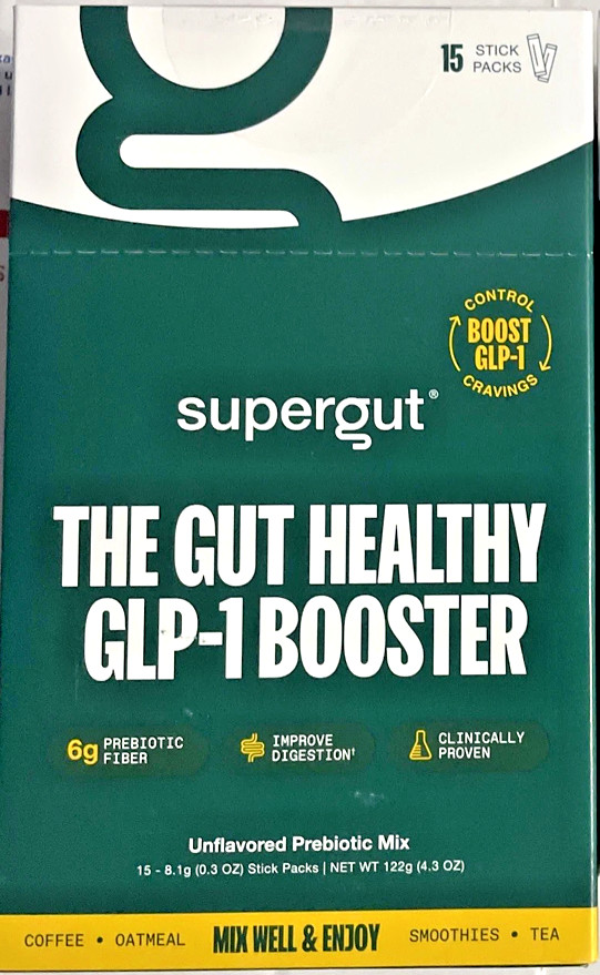 Supergut Gut Health Booster High Fiber Prebiotic Supplement Mix Unflavored-15 Ct