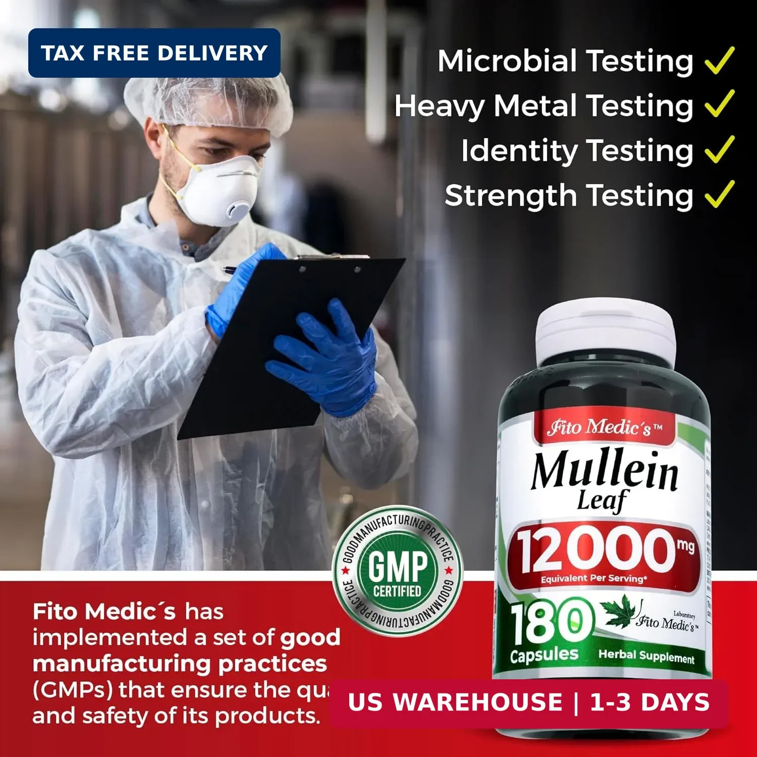 FITO MEDIC’S Mullein | Mullein Leaf Capsules | 180 Capsules | Concentrated Extra