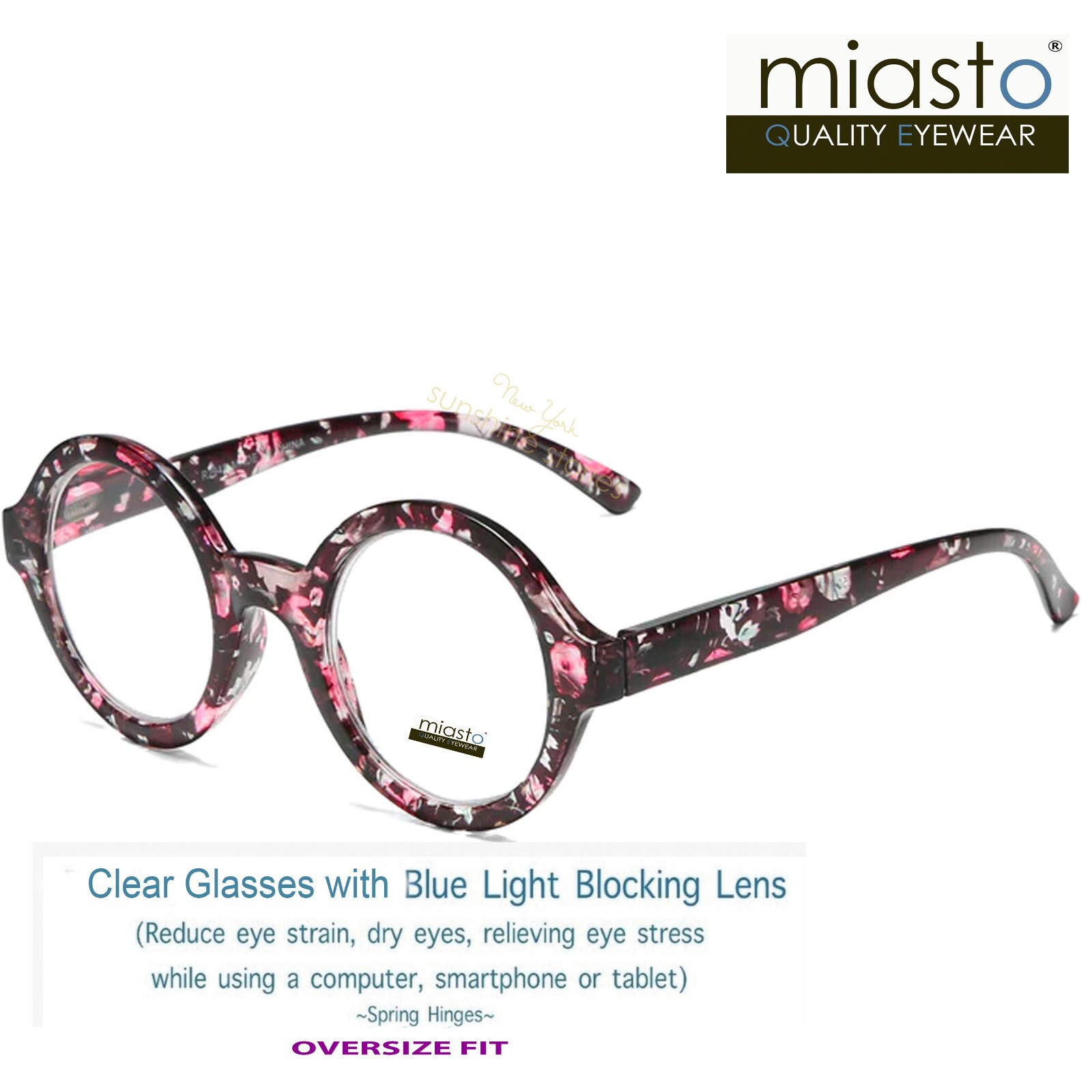 MIASTO BIG ROUND CIRCLE “APFEL” COMPUTER GLASSES~ CLEAR LENS+ANTI-BLUE LIGHT~ XL