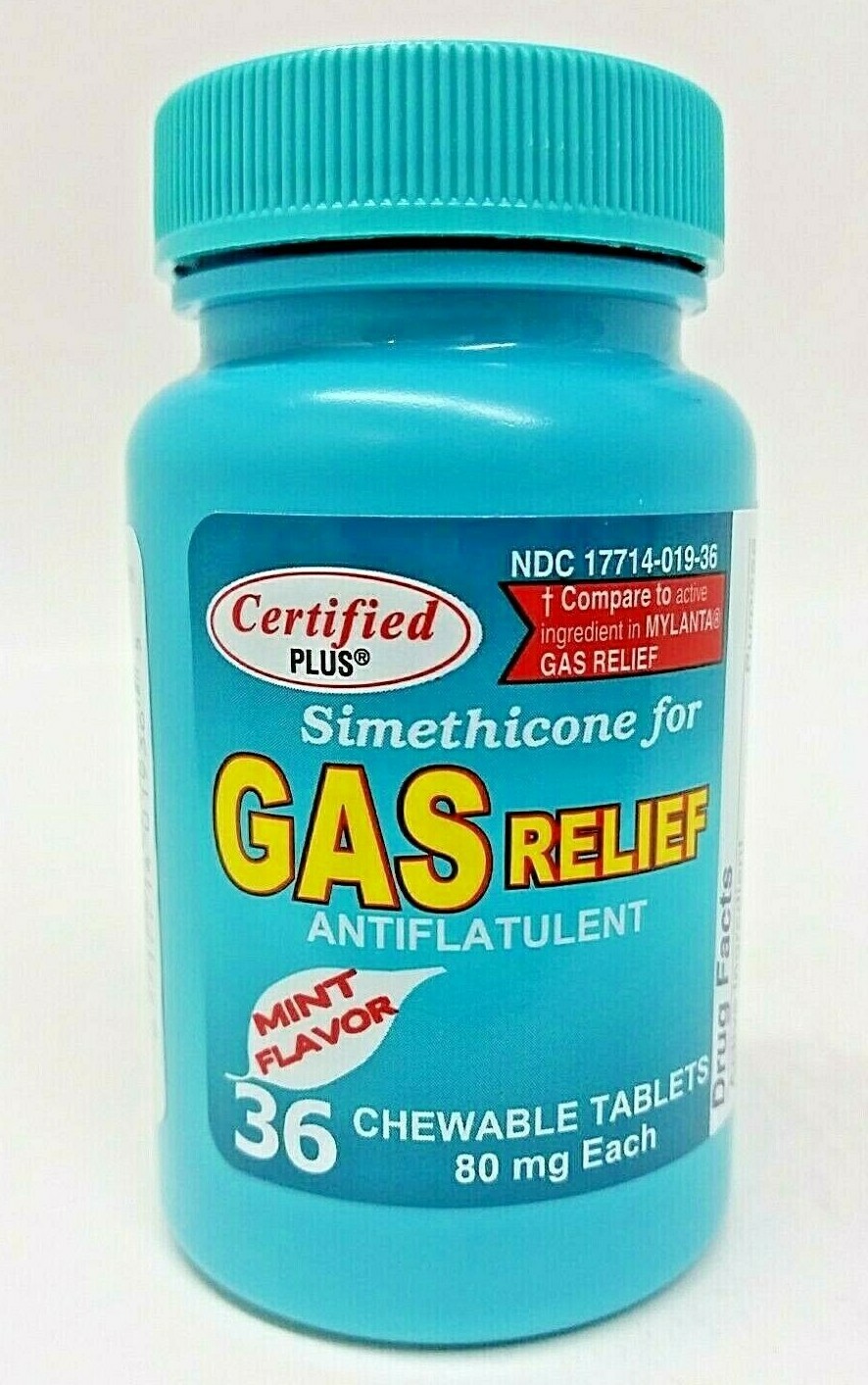 2-PK Simethicone Gas Relief Chewable Tablets 80mg Anti-Gas Bloating 36CT SEALED