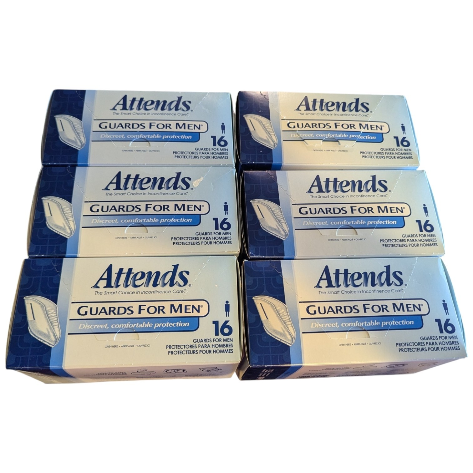Attends Guards For Men Light to Moderate One Size Fits Most 6 Packs of 16 – (96)