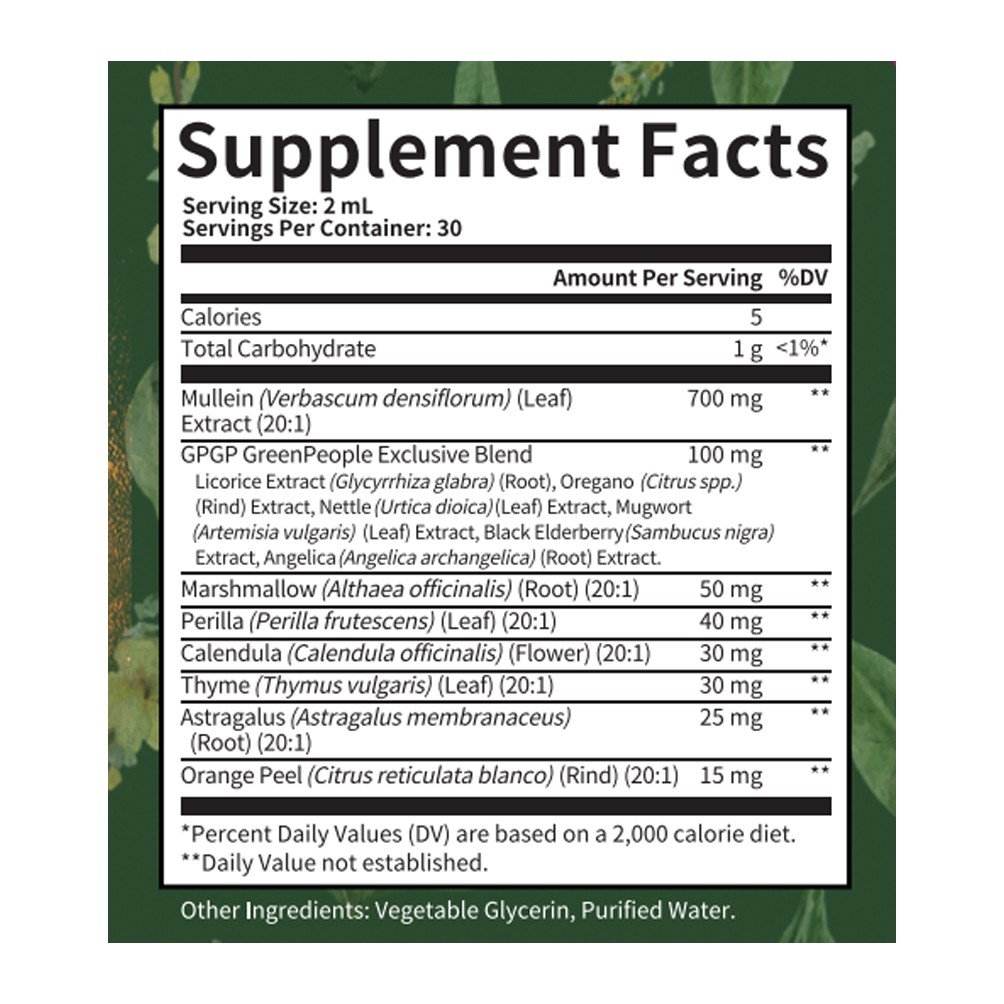 Mullein Leaf Extract Super Concentrated 420,000 MG 2 FL.OZ/60 ML Lung CleanseNEW