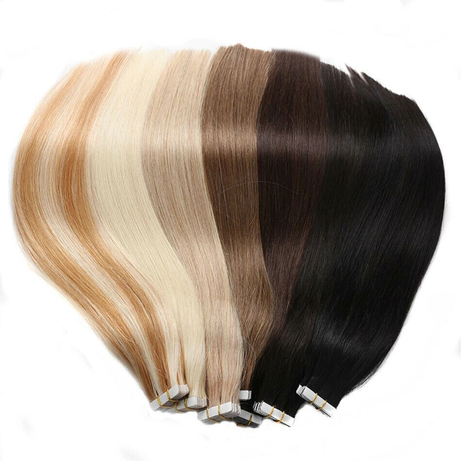 Women 10A 100% Virgin Remy Human Hair Extension 16-24in Tape in Grade Weft 20pcs