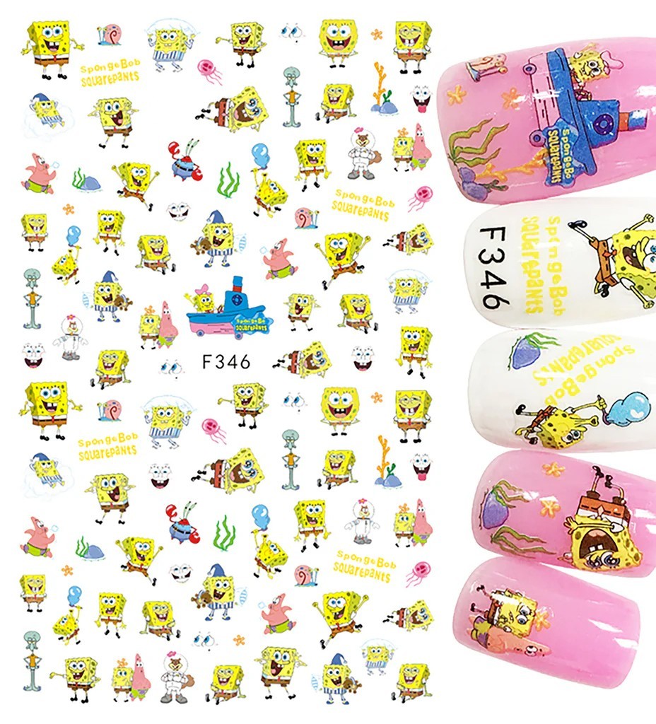Nail Art 3D Decal Stickers cute funny cartoon sponge crab Patrick F346