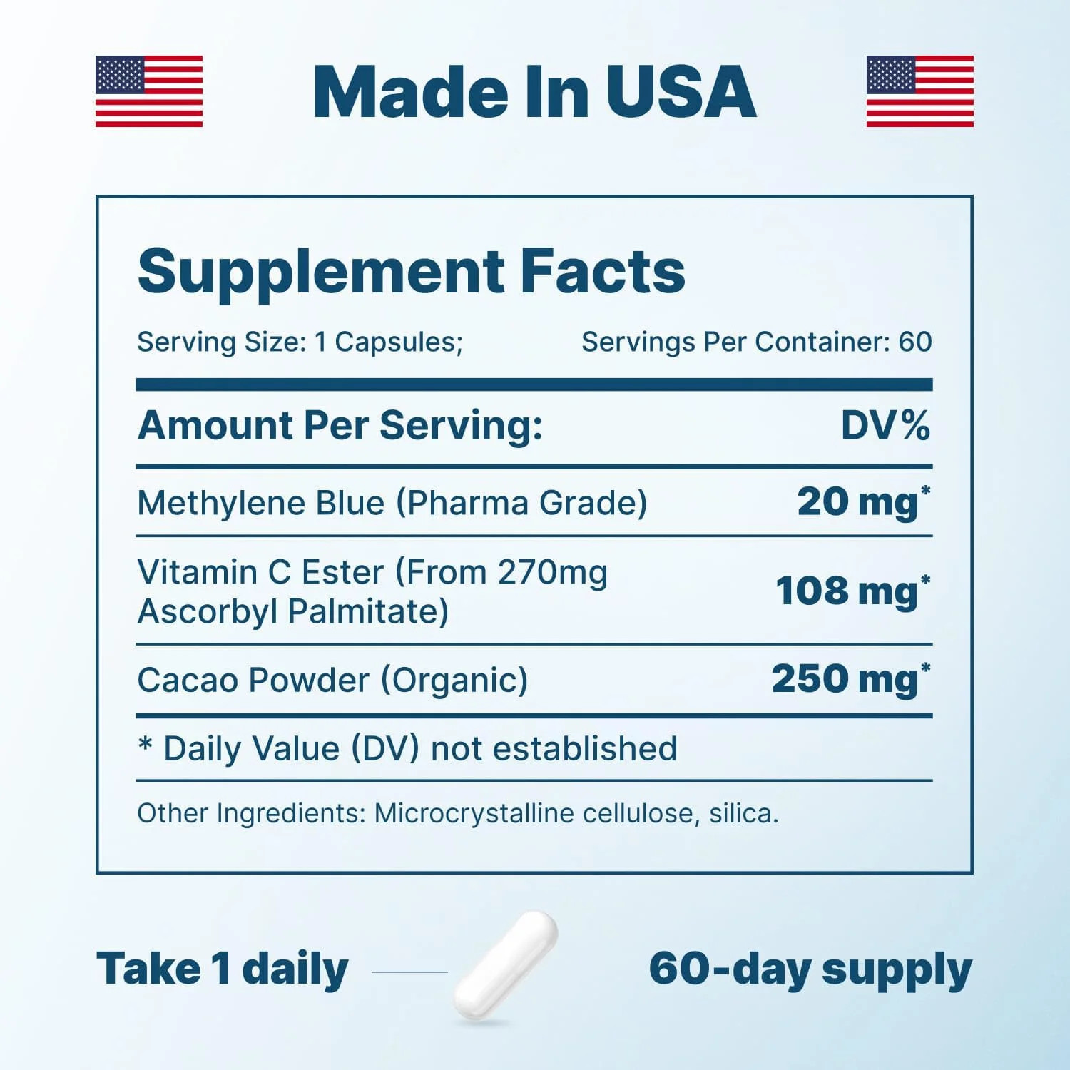 Blue Supplement – Pharmaceutical Grade, 2 FL OZ, 1% USP Grade, 60 Capsule