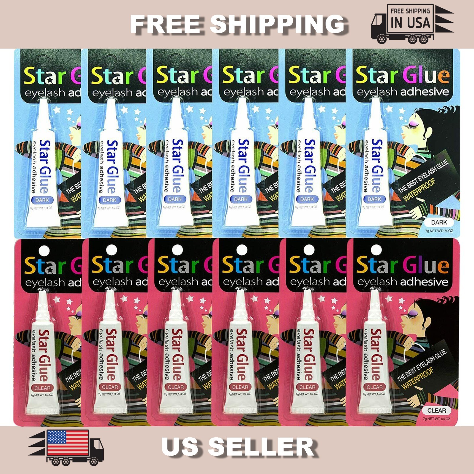 Star Glue Waterproof Lash Eyelash Glue Adhesive in Dark / Clear [US SELLER]