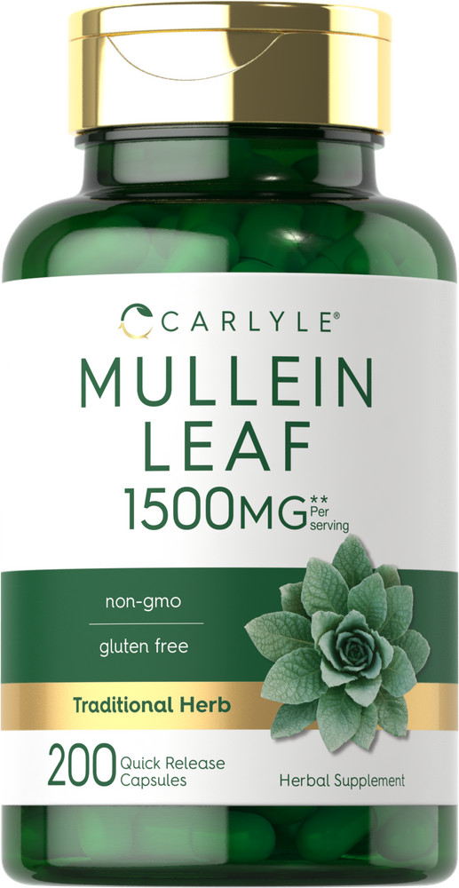 Mullein Leaf Capsules 1500mg | 200 Count | Verbascum Thapsus | by Carlyle