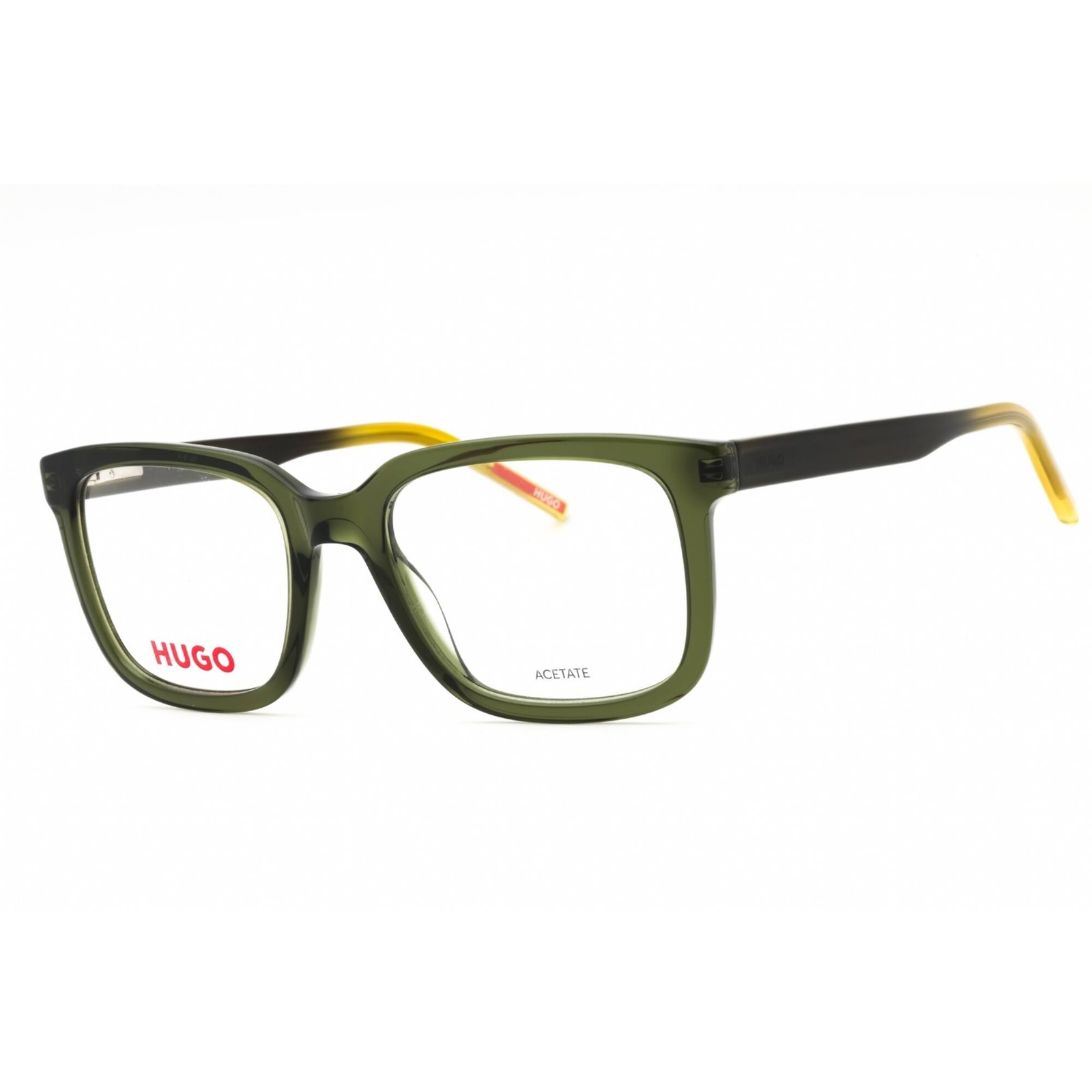 Hugo Men’s Eyeglasses Green Yellow Plastic Square Full Rim Frame HG 1261 0GP7 00