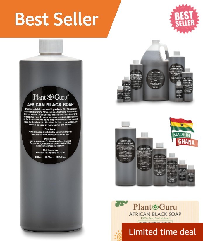 Pure African Black Soap Liquid 32 fl. oz. – Natural Skincare for All Skin Types