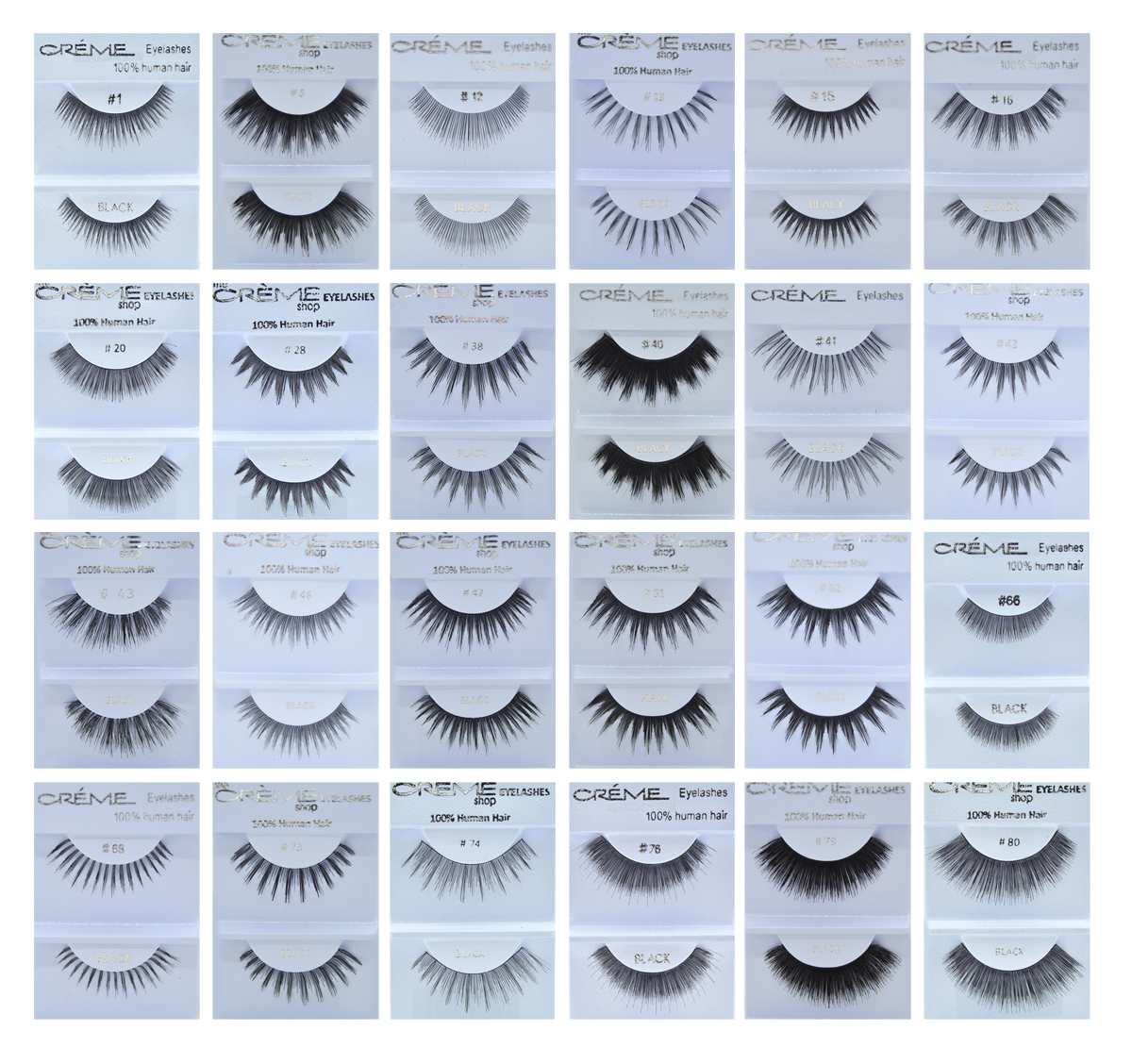 12Pairs,6Pairs Creme Eyelashes 100% Human Hair Eyelashes 24 Style