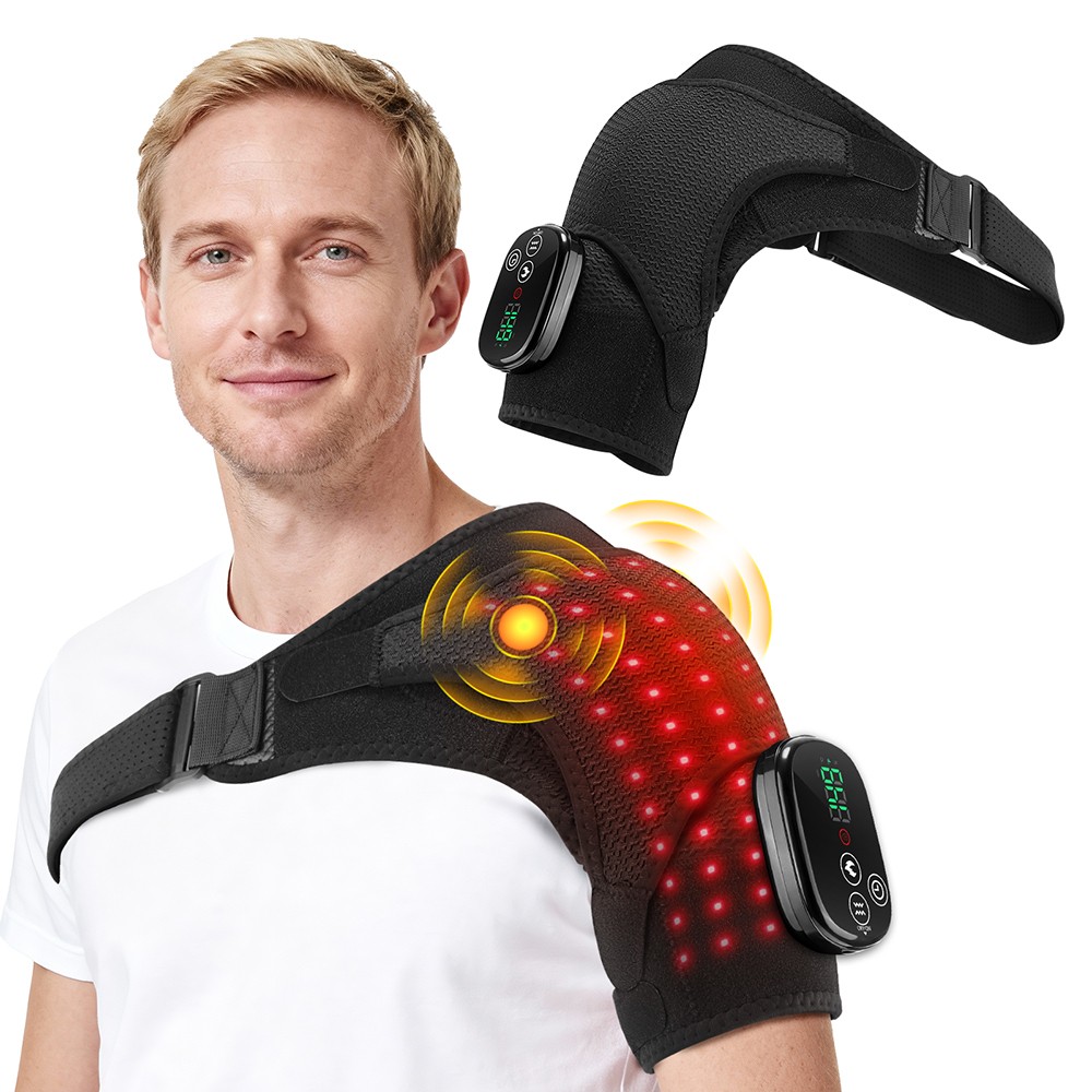 Red Light Shoulder Massager Pain Relief with 6 Heating Levels, 3 Vibration Modes