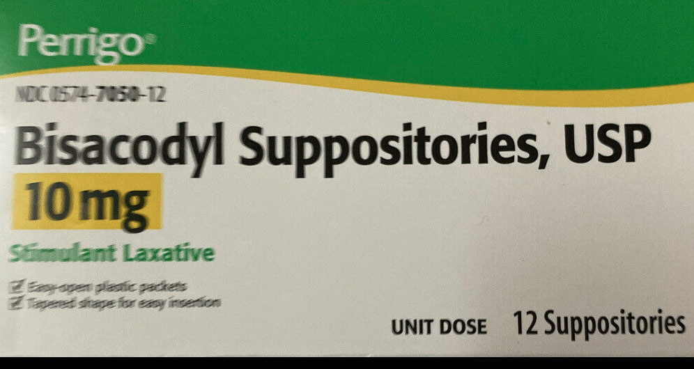 Generic Dulcolax Perrigo Bisacodyl 10mg Laxative Suppositories – 50 count box