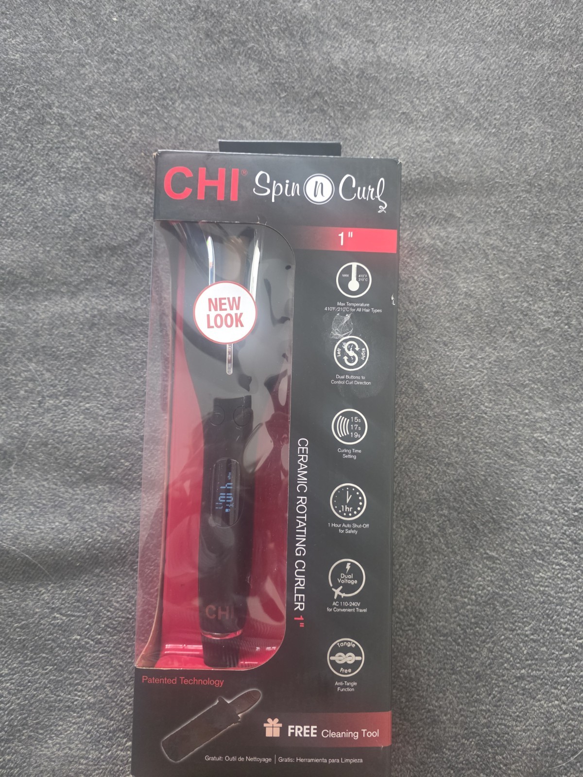 CHI Spin N Curl 1 in Ceramic Rotating Curler Black Dual Voltage CA3194