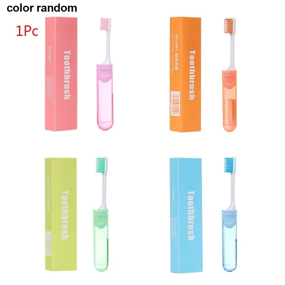 1Pc Random Color Folding Travel Toothbrush Soft Bristle Portable Camping , 1pc
