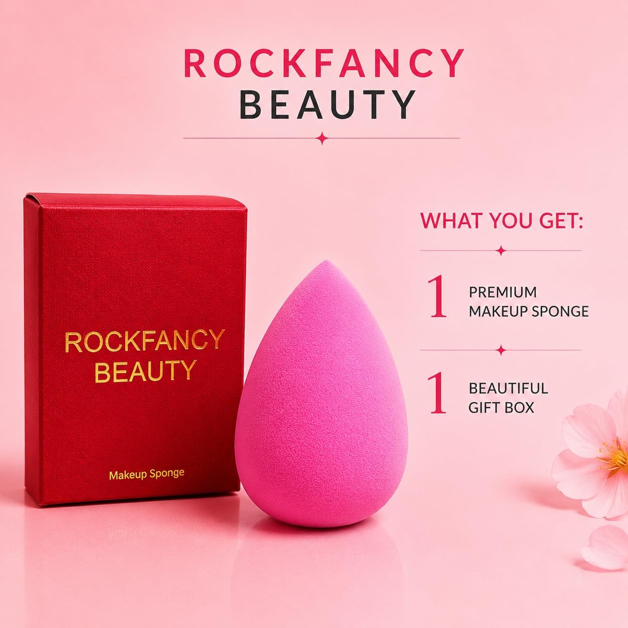 Makeup Sponge Latex-Free Wet & Dry Dual-Use Soft 1 Count (Pack of 1), pink