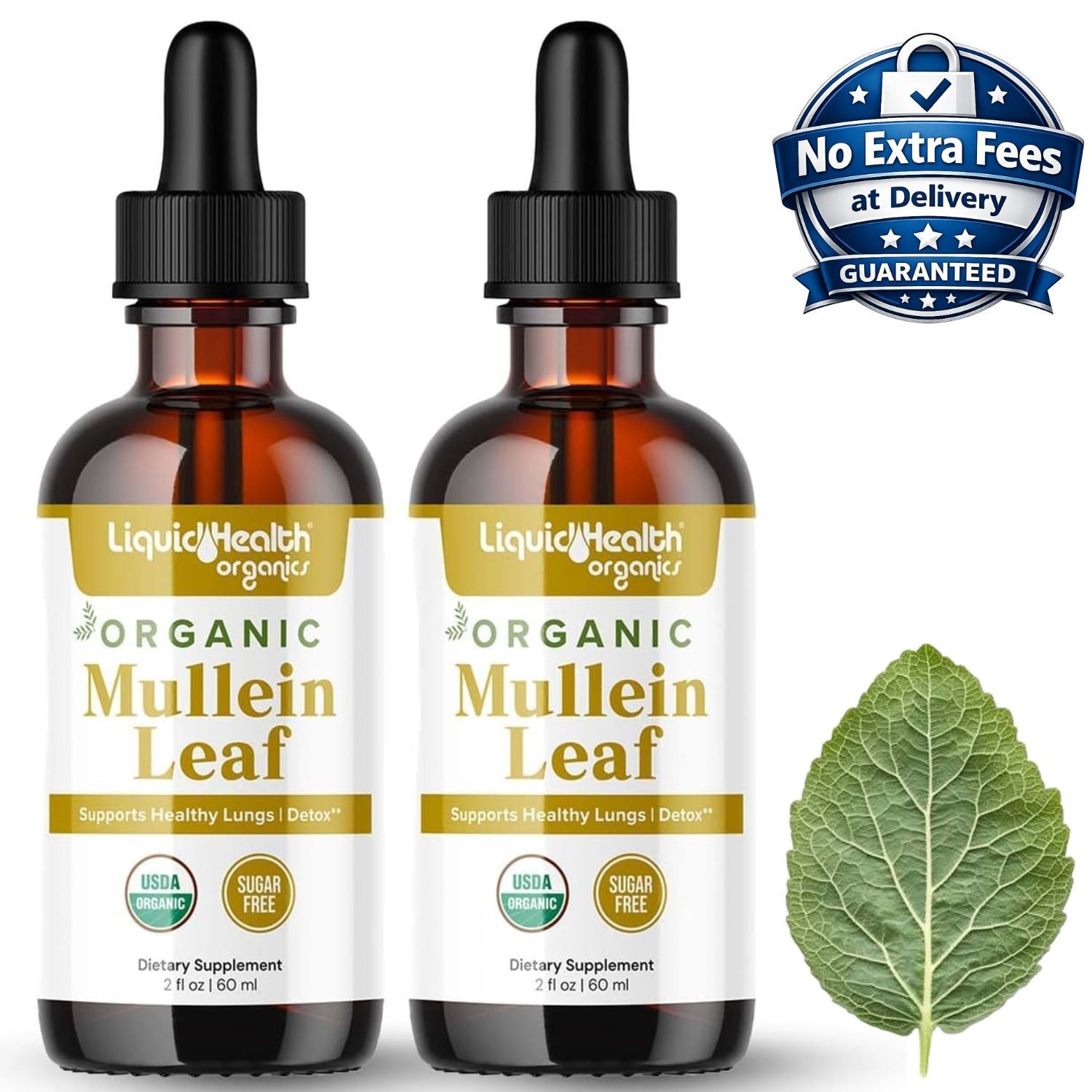 Paquete de 2 – Gotas Herbales de Gordolobo (Mullein) Extracto Orgánico 2 fl oz