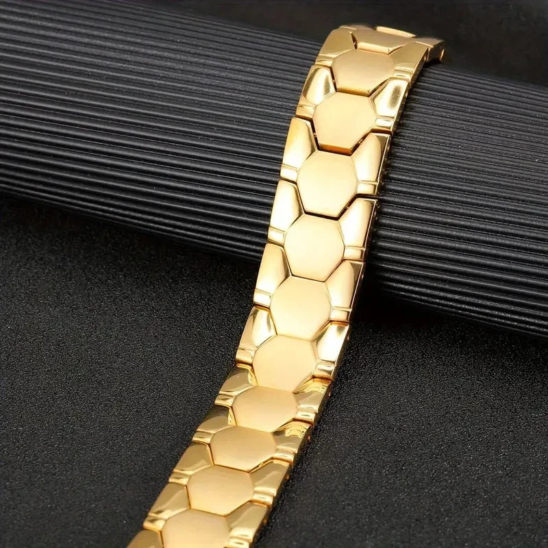 2× Men’s Magnetic Therapy Bracelet Stainless Steel 2 Row Strength Magnets USA