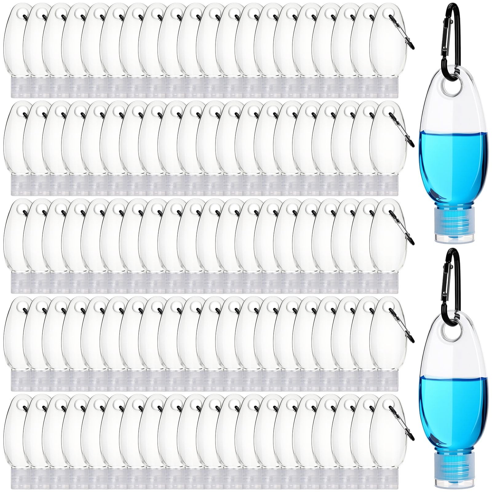 100 Pcs Traveling Bottles With Keychain 1oz Clear Plastic Keychain Bottle