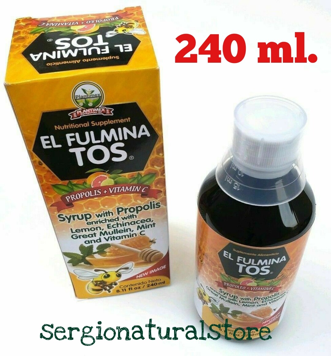JARABE PARA LA TOS FULMINA TOS COUGH SYRUP 240 ML. EACH PROPOLEO EQUINACEA LEMON