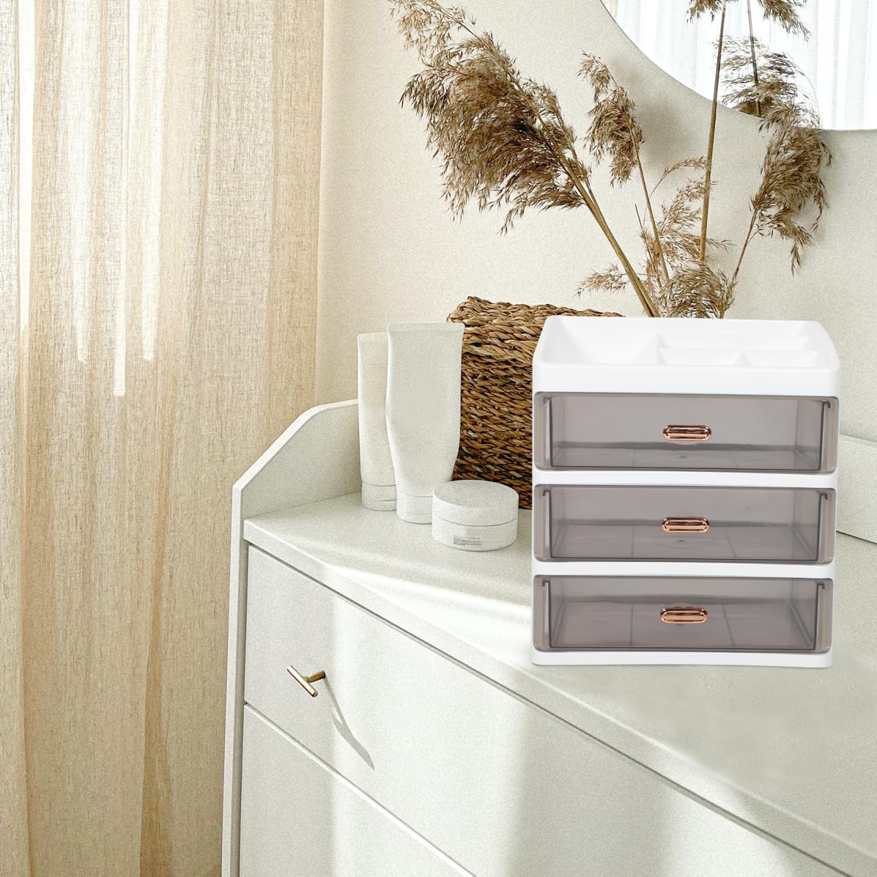 Ciieeo Makeup Organizer with Drawers Clear Acrylic 26.5x23cm, Assorted Color