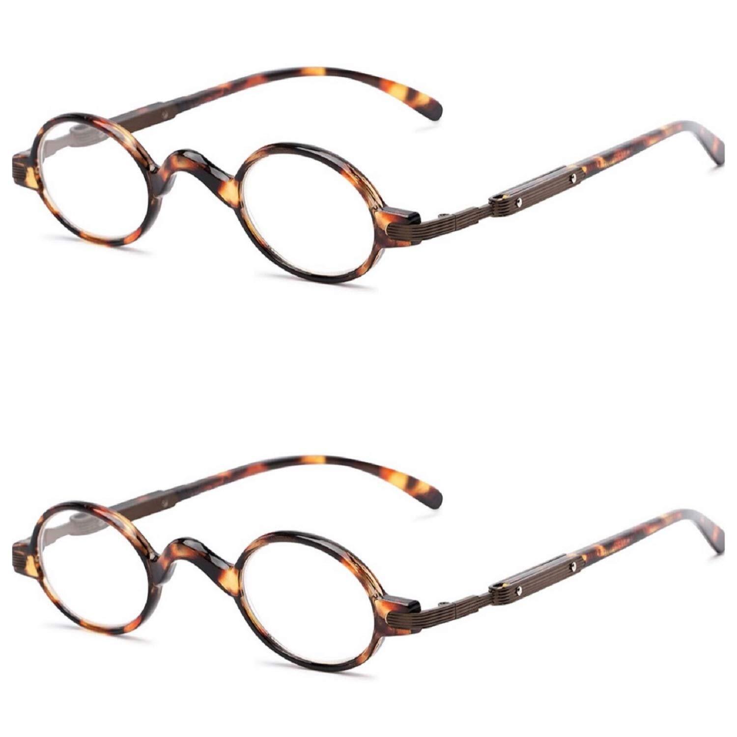 2 PACK Unisex Men Women Round Professor “Potter”Reading Glasses in Tortoise+1.50