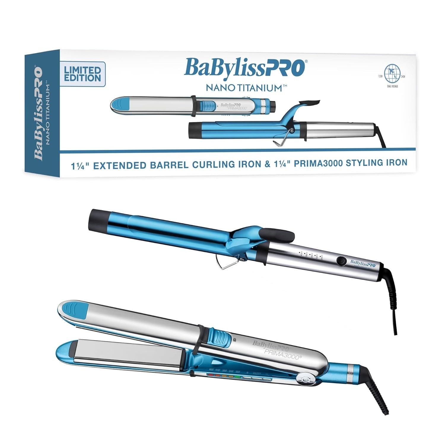 BaBylissPRO Prima3000 1¼” Straightener & 1¼” Extended Barrel Curling Iron